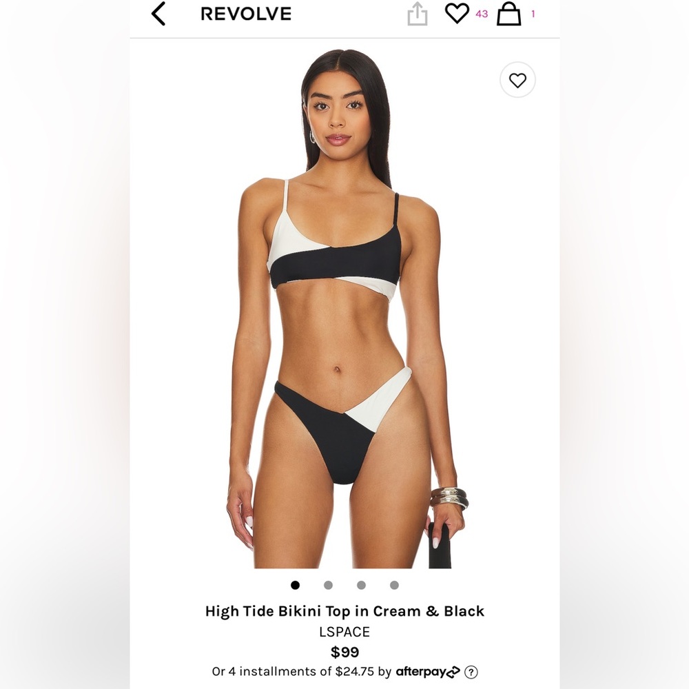 L space high tide black and white colorblock bikini